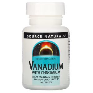 Vanádio com Cromo, Source Naturals, 90 Tablets