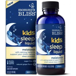 Gomas para crianças dormir com Melatonina, Idade 3 anos acima, Mommy's Bliss, Sabor Morango, 60 Gomas