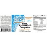 Rótulo de Proteolytic Enzymes Doctor’s Best com tabela de atividades enzimáticas