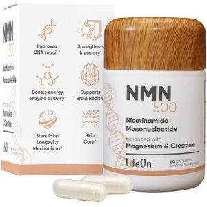 Suplemento NMN com Magnésio Malate & Creatina, Nicotinamida Mononucleotídeo, LifeOn, 500 mg, 60 Cápsulas