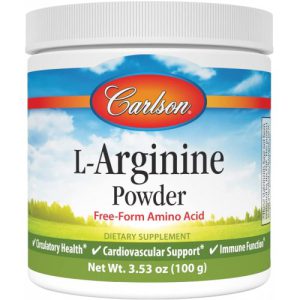 L-Arginina em Pó, Aminoácido livre, Saúde Circulatória, Carlson Labs - 100 g