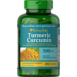 Curcumina de Cúrcuma - Puritan's Pride - 500 mg - 180 Cápsulas