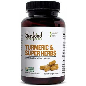Cápsulas de cúrcuma e super ervas, Sunfood, 601mg, 90 Cápsulas