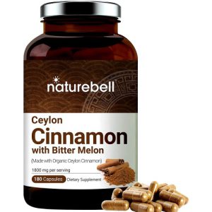 Canela de Ceilão com Melão Amargo, 1800 mg por Porção - NatureBell, 180 Cápsulas