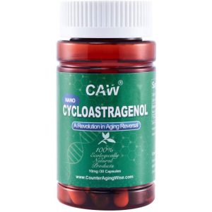 Nano Cicloastragenol, Suplemento Antienvelhecimento Telomerase, CAW, 10 mg, 30 Cápsulas