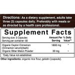 Canela de Ceilão com Melão Amargo, 1800 mg por Porção - NatureBell, 180 Cápsulas