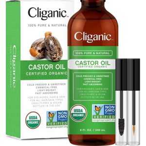 Óleo de Castor orgânico, 100% puro com kit de cílios 240ml