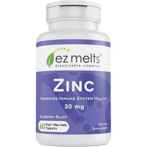 Vitamina de Zinco Sublingual para Suporte Imunológico, EZ Melts, 30 mg, 60 Comprimidos