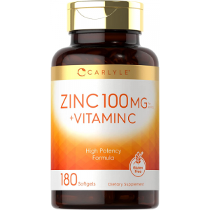 Zinco com Vitamina C - Carlyle - 100mg - 180 Cápsulas