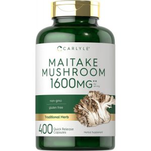 Maitake Mushroom, Cápsulas de Cogumelo Maitake, Suplemento de Cogumelo, Carlyle, 1600mg, 400 Cápsulas