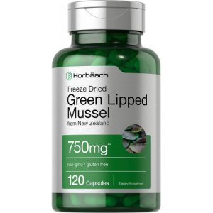 Mexilhão de Lábios Verdes, Pó de mexilhão liofilizado premium, da Nova Zelândia, Horbaach, 750 mg, 120 Cápsulas