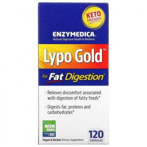 Lipo Gold, Para Digestão de Gorduras - Enzymedica, 120 Cápsulas