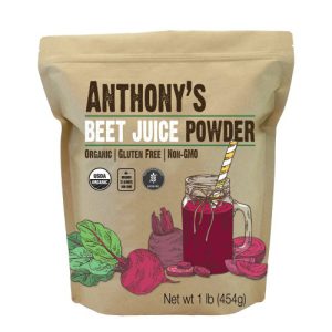 Pó de beterraba(Beet Root) orgânica: não OGM e sem glúten, Anthony's - 454g