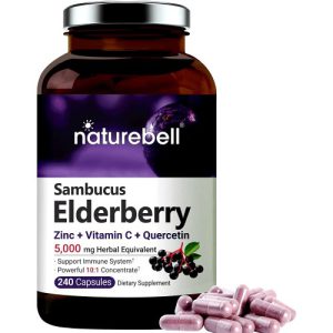 Sambucus Elderberry, Zinco + Vitamina C + Quercetina - NatureBell, 240 Cápsulas
