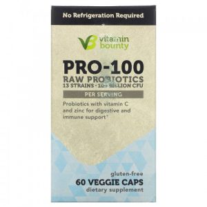 PRO-100 Probióticos RAW, 100 Billhões CFU - Vitamin Bounty, 60 Cápsulas Veganas