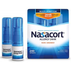 Spray Nasal Nasacort Allergy para adultos, não sonolento e sem álcool, 120 sprays