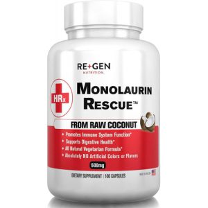 Monolaurina, Saúde Digestiva e Suporte Imunológico - RE+GEN Nutrition, 600mg, 100 capsulas