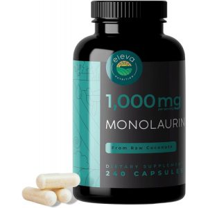 Suplementos de Monolaurina com Ácido Láurico de Monoéster, 1000mg, 240 cápsulas - Eleva Nutrition