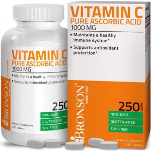 Vitamina C Ácido Ascórbico Puro, Bronson, 1000mg, 250 Comprimidos