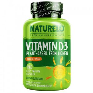 Vitamina D3, A Base De Plantas, Naturelo, 5.000 Ui, 180 Capsulas