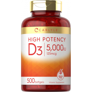 Vitamina D3 - Carlyle - 5.000 UI - 500 Cápsulas