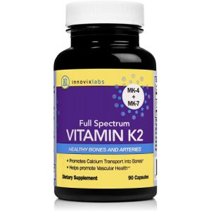 Vitamina K2 de Espectro Total com MK-7 e MK-4 All-Trans Bioactive K2, InnovixLabs, 90 cápsulas