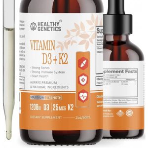 Vitamina D em Gotas para Saúde dos Ossos, Imunidade, Saúde do Coração e Aumentar a Energia, Healthy Genetics, 60ml