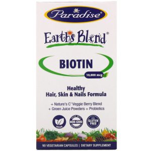 Biotina, Earth's Blend, Paradise Herbs, 10.000 mcg, 90 cápsulas vegetarianas