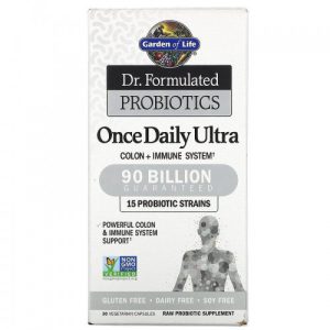 Probióticos Dr. Formulated, Uma Vez Ultra Diário, 90 Bilhões - Garden of Life, 30 Cápsulas Vegetarianas (Geladas)