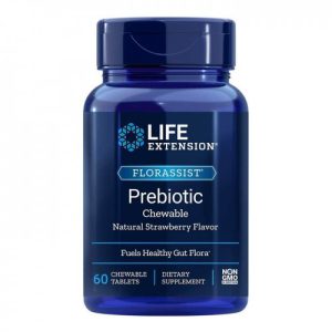 Florassist Prebiótico Mastigável (Morango), Life Extension, 136 gramas, 60 Comprimidos Mastigáveis ​​Vegetarianos