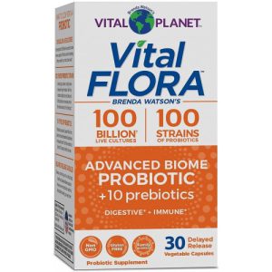 Probiótico com 100 bilhões de culturas e 100 cepas, Probióticos de alta potência, Vital Planet - 30 cápsulas