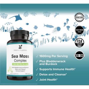 Irish Sea Moss em Cápsulas, Double Wood Supplements, 1200mg por porcao, 120 Capsulas