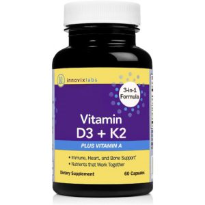 Vitamina D3 K2 5000 UI + Vitamina A, InnovixLabs, 60 cápsulas