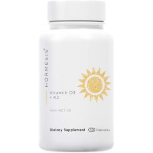 Vitamina D3 + K2 com óleo de coco MCT, Hormesis®, 60 cápsulas