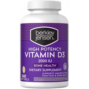 Suplemento de Vitamina D3 de Alta Potência, Berkley Jensen, 2000 UI, 640 Comprimidos