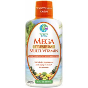 Multivitamínico Líquido Mega Premium, Suporte Imunológico com 98% de Absorção, Tropical Oasis, 960ml