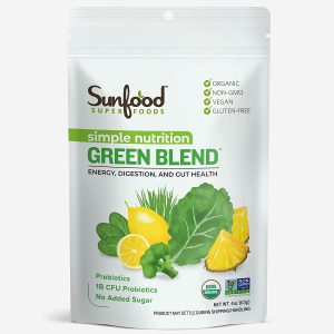 Green Blend - Grama de trigo orgânica, grama de cevada, espinafre, couve, brócolis, prebióticos e probióticos. Aumente a energia, a digestão e a saúde