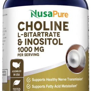 Choline e Inositol, 1000 mg, Nusa Pure, 200 cápsulas vegetais (100% vegetarianas, não OGM e sem glúten)