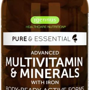 Multivitamínico para Mulheres com minerais veganos avançados puros e essenciais com ferro, vitamina D3, folato metilado, K2 e zinco, liberação sustent