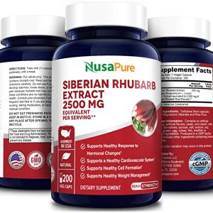 Siberian Rhubarb 2500 mg- 200 cápsulas vegetais (100% vegetariano e sem glúten)
