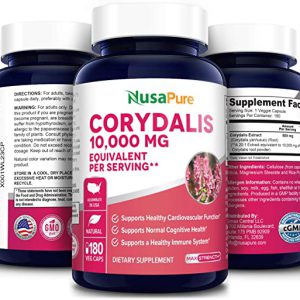 Corydalis 10,000 mg – – Nusa Pure - 180 cápsulas vegetais (Vegano e sem glúten)