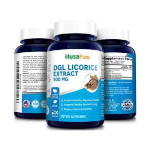 DGL Licorice 500 mg - 200 cápsulas vegetais (100% vegetariano) - Nusa Pure
