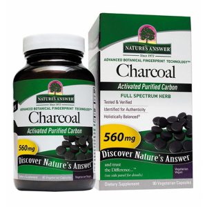 Carvão Vegetal, Carbono Purificado Ativado, Nature Answer, 560 mg, 90 Cápsulas Vegetais