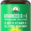 Vitamina D 10.000 UI avançada com todos os 3 tipos de Vitamina K (K2, K1, MK-4, MK-7), 60 Comprimidos pequenos e fáceis de engolir