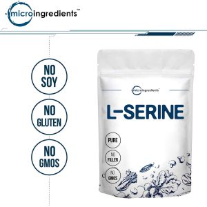 Pura L-Serina, Suporta a produção de L-cistina, L-triptofano e serotonina para o cérebro, Micro Ingredients, 500g