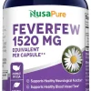 Feverfew Extrato 4:1, alívio natural da enxaqueca, Nusa Pure, 1520mg, 200 Caps