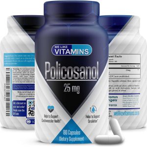 Policosanol 25mg, 180 Cápsulas, Suplemento de Policosanol para suporte do colesterol