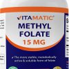 Methyl Folate Otimizado e Ativado, Vitamatic. 15mg, 120 Capsulas