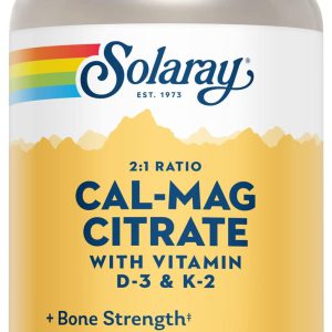 Cal-Mag 2:1 com vitamina D3 e K2, Solaray, 180 cápsulas