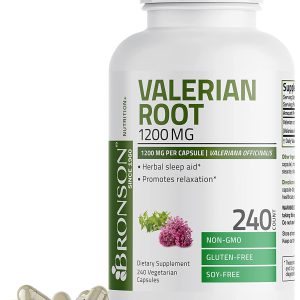 Valeriana Capsulas, Valerian Officinalis, Promove Relaxamento Natural, Bronson, 1200mg, 240 Capsulas